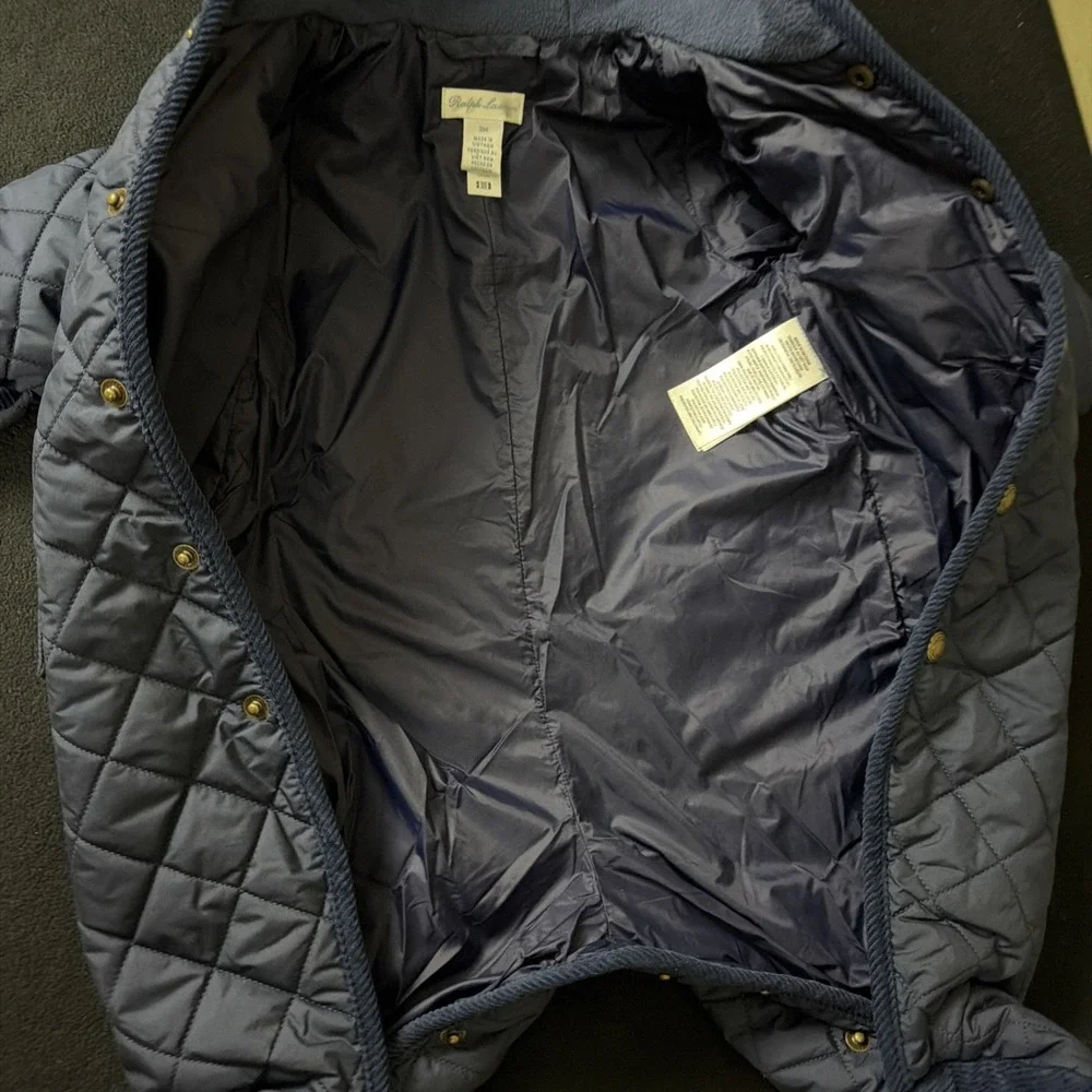 Ralph Lauren Hooded Barn Bunting Baby Quilted Snowsuit  Newport Navy Blue 3M